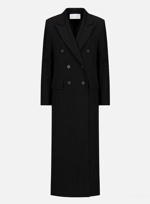 Long double breasted tailored coat rayon