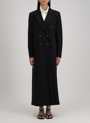 Long double breasted tailored coat rayon