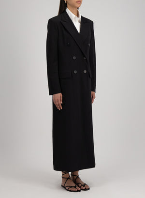 Long double breasted tailored coat rayon