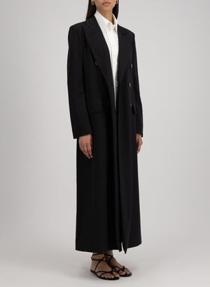 Long double breasted tailored coat rayon