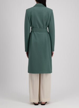 Midi coat with shoulder pads light pressed wool