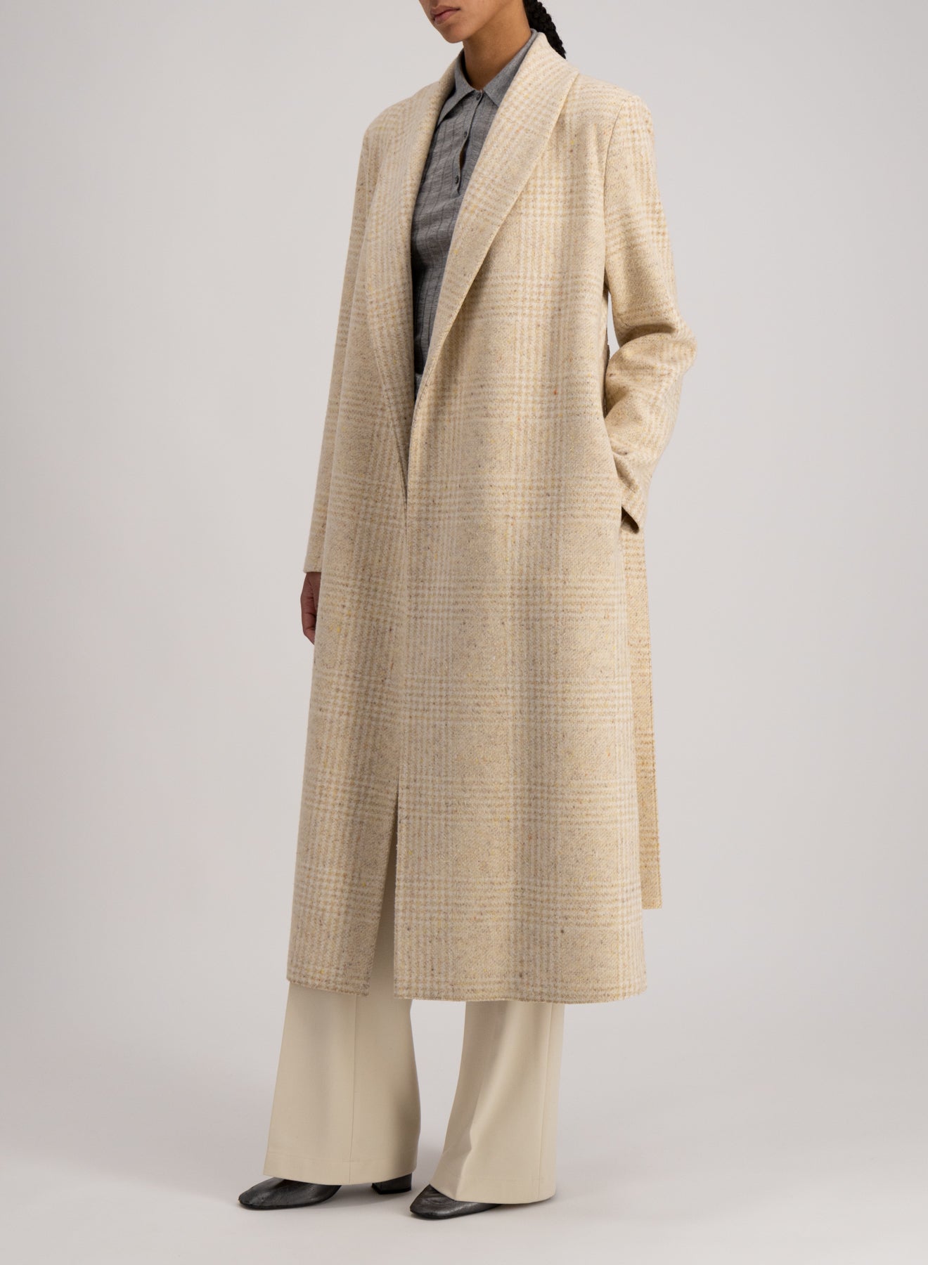 Shawl collar wool coat on sale