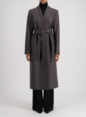 Shawl collar coat with s. pads pressed wool