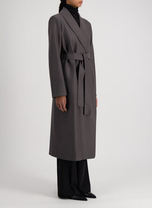 Shawl collar coat with s. pads pressed wool