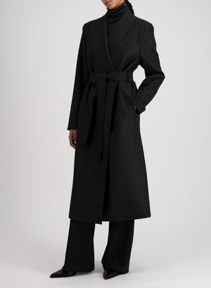 Shawl collar coat with s. pads pressed wool