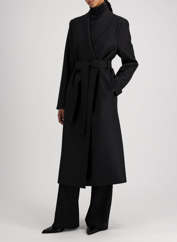 Lenina ♥ CAEL handmade wool buckle long coat/追跡付 CAEL handmade wool buckle long coat_black – Lenina