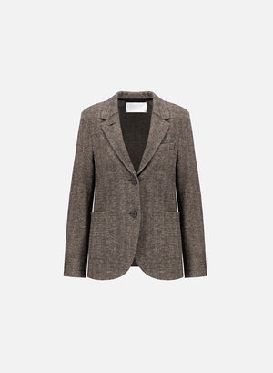 Stand up collar blazer patterned wool & cotton blend moleskin texture