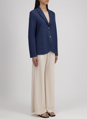 Stand up collar blazer linen honeycomb