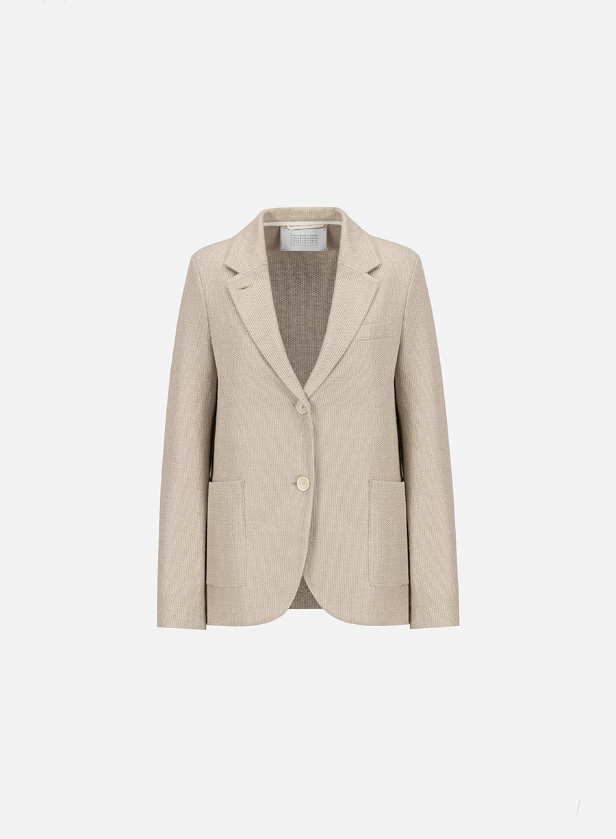 Stand up collar blazer linen honeycomb