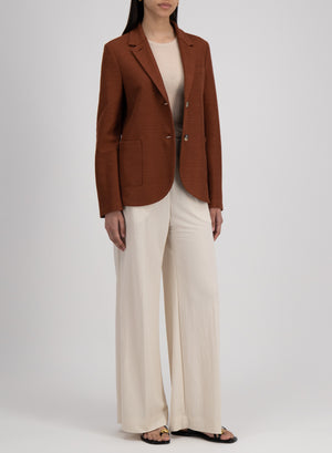 Stand up collar blazer linen honeycomb