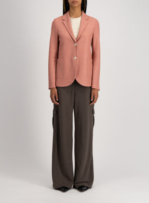 Stand up collar blazer linen honeycomb