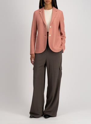 Stand up collar blazer linen honeycomb