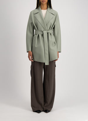 Short trench light pressed wool