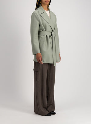 Short trench light pressed wool