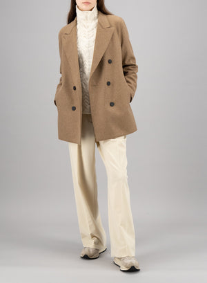 Slouchy peacoat flannel cashmere crafted with Loro Piana fabric