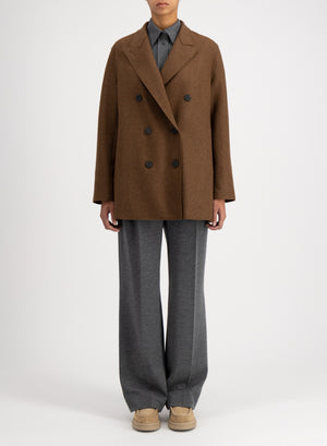 Slouchy peacoat flannel cashmere crafted with Loro Piana fabric