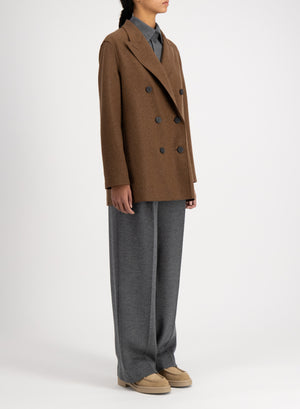 Slouchy peacoat flannel cashmere crafted with Loro Piana fabric