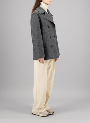 Long peacoat pressed wool and polaire