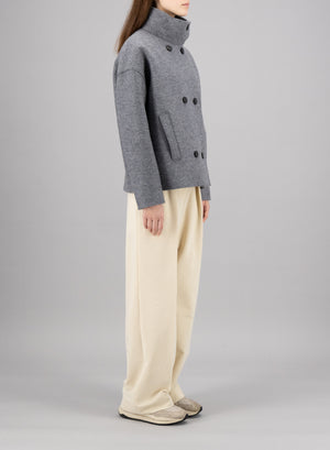 Cropped funnel jacket pressed wool