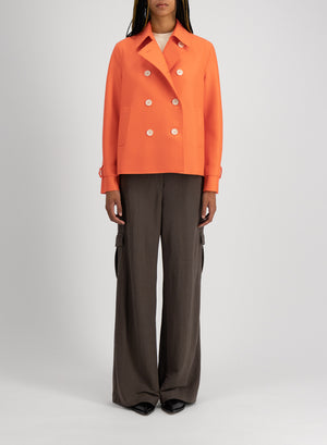 Cropped trench in light pressed wool