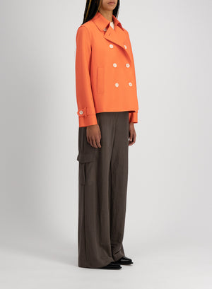 Cropped trench in light pressed wool