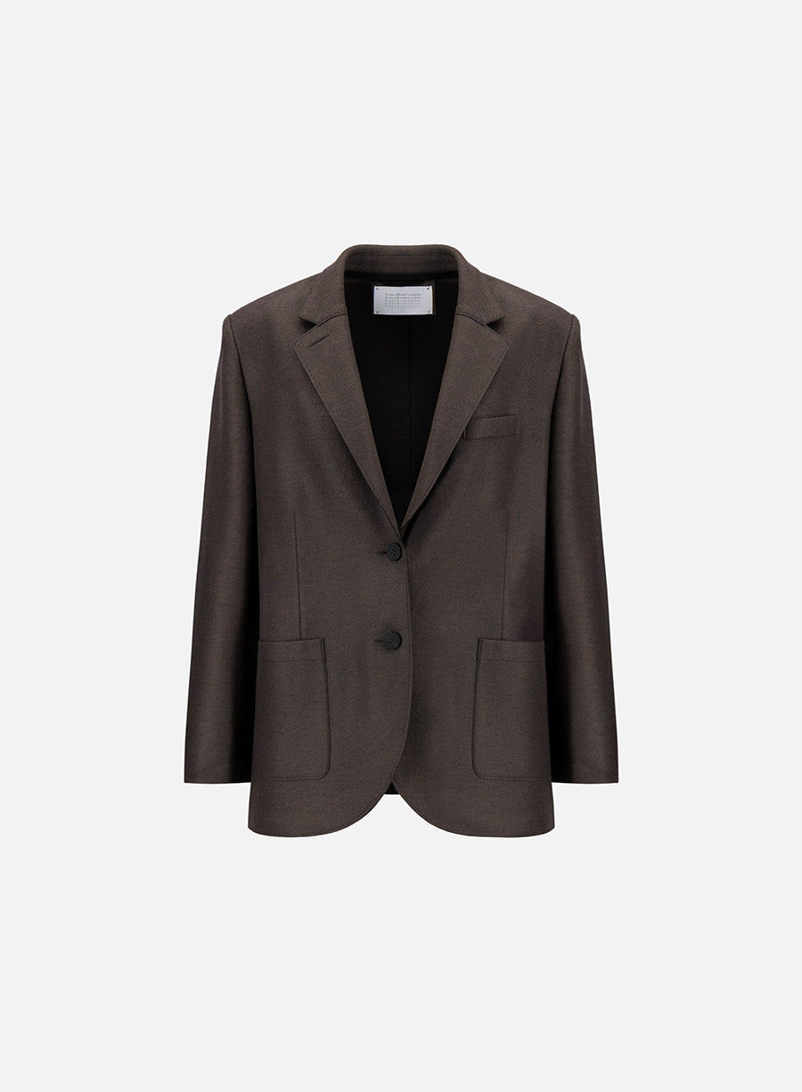 Travel blazer with shoulder pads pressed wool