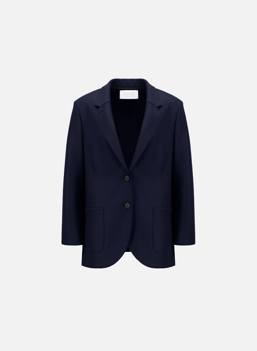 Travel blazer with shoulder pads pressed wool