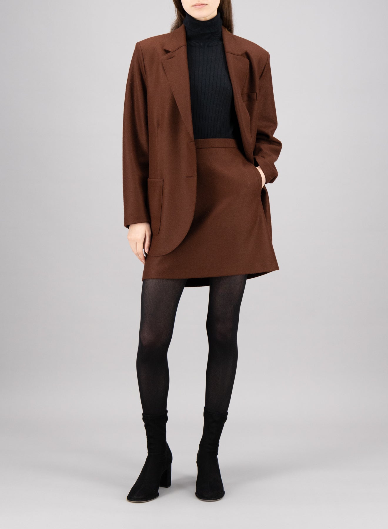 Travel blazer with shoulder pads pressed wool - Harris Wharf