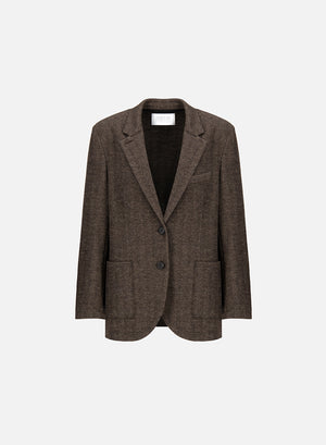 Travel blazer patterned wool & cotton blend moleskin texture