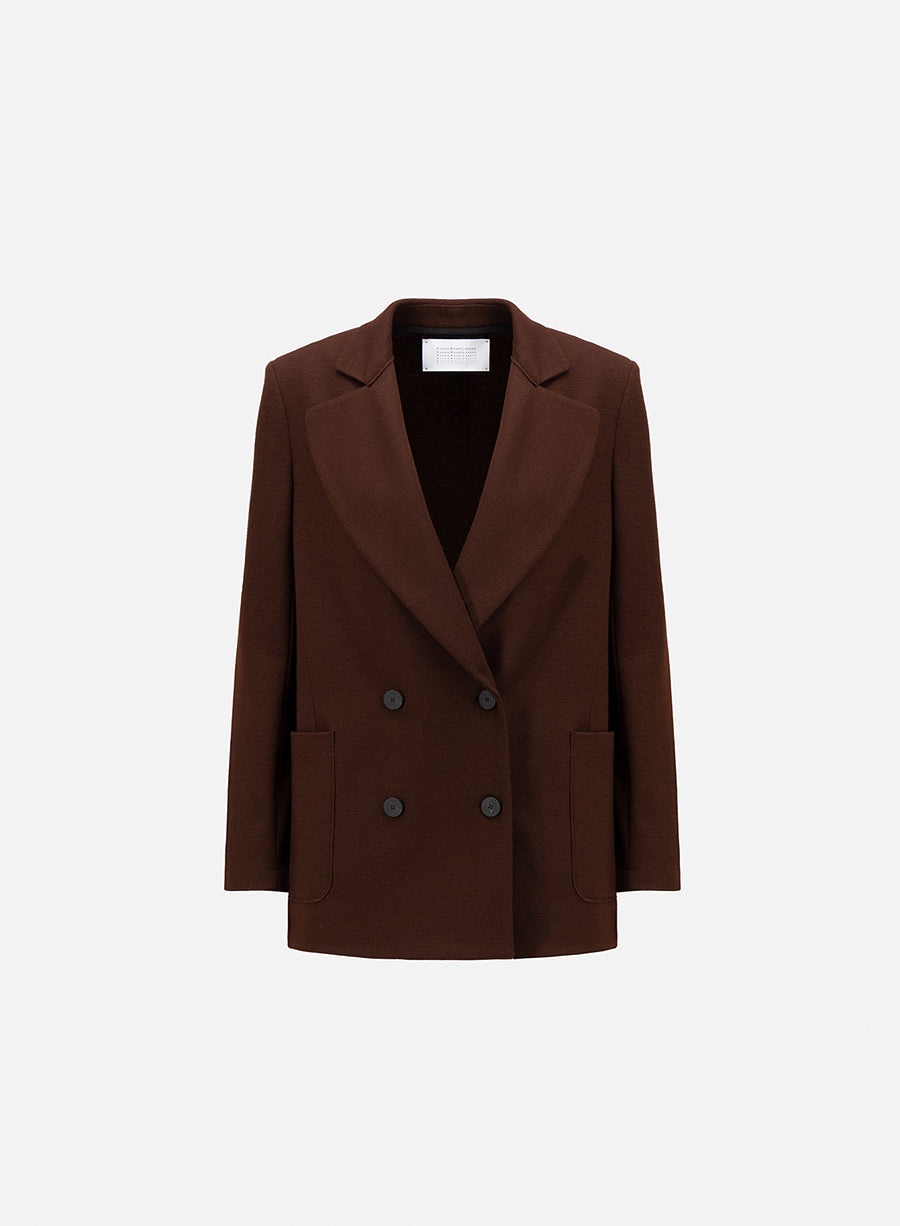 Oversized blazer with shoulder pads superfine merino