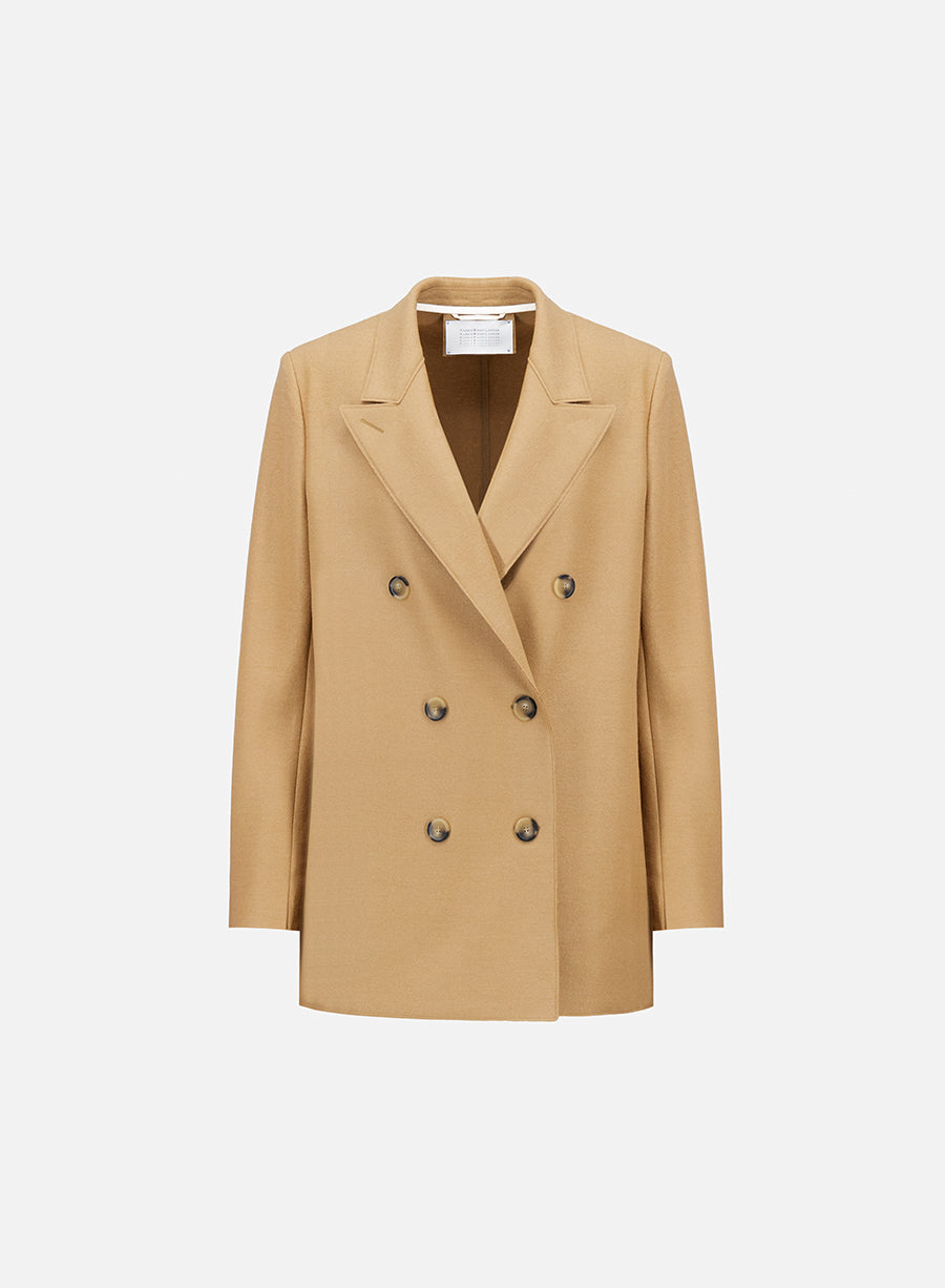 Slouchy peacoat light pressed wool Harris Wharf London