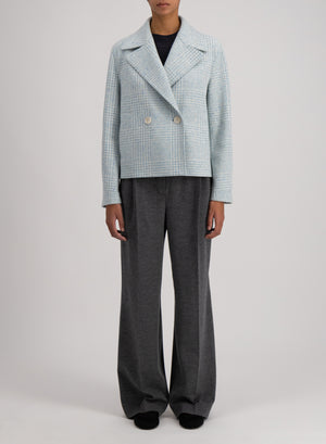 Cropped peacoat wool & silk P.O.W pattern crafted with Loro Piana fabric