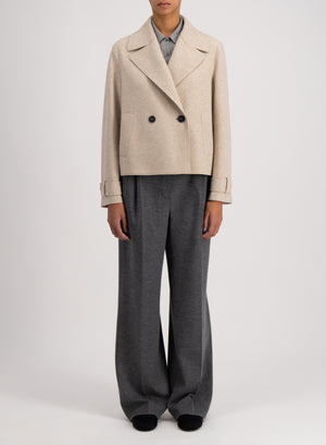 Cropped peacoat flannel cashmere crafted with Loro Piana fabric