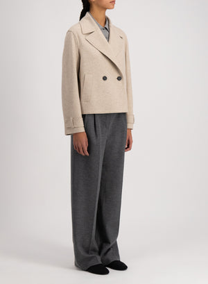 Cropped peacoat flannel cashmere crafted with Loro Piana fabric