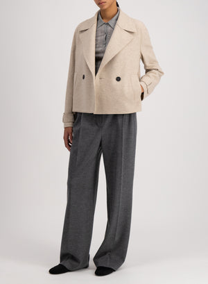 Cropped peacoat flannel cashmere crafted with Loro Piana fabric