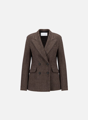 Tailored blazer patterned wool & cotton blend moleskin texture