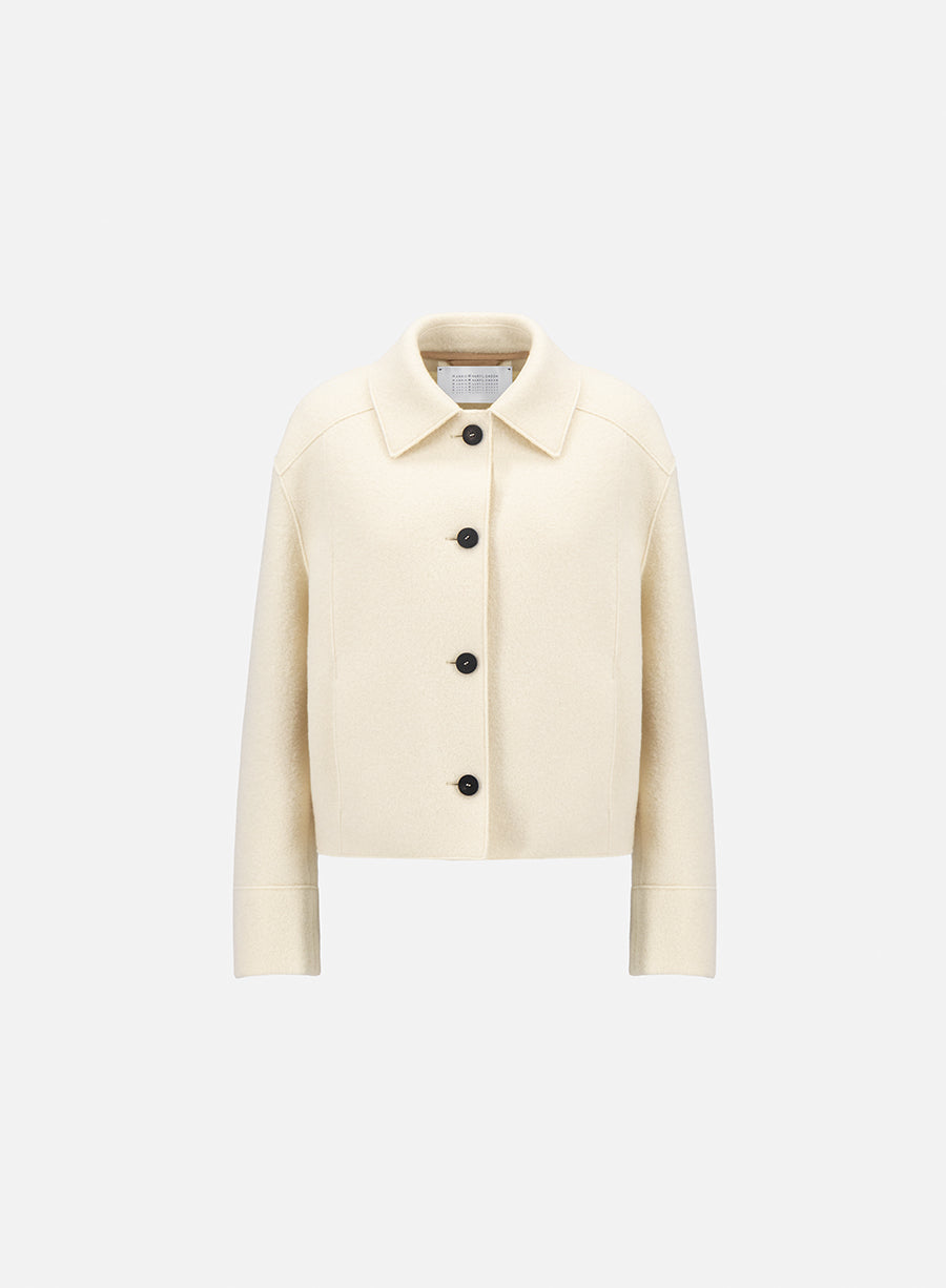 Cropped coach jacket boiled wool