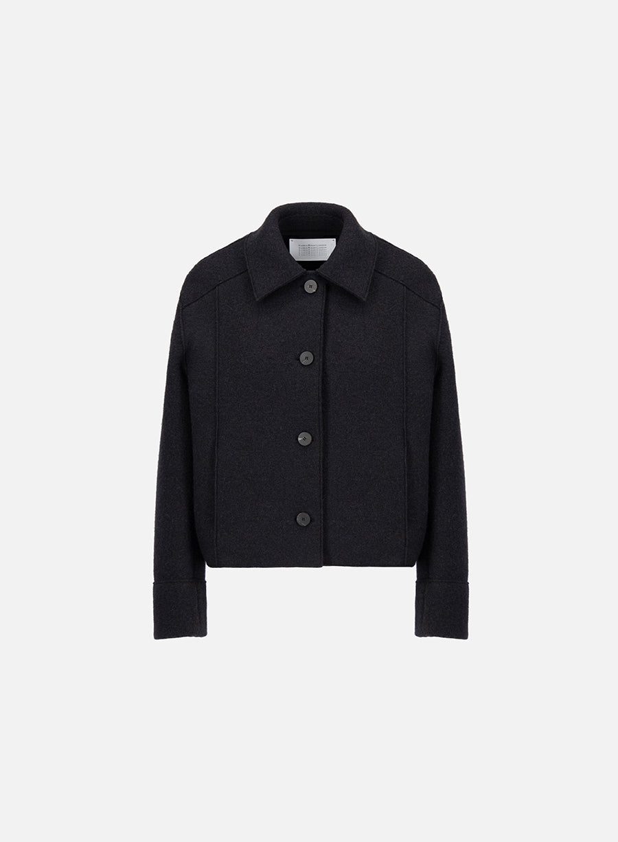 Cropped coach jacket boiled wool