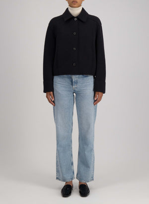 Cropped coach jacket boiled wool