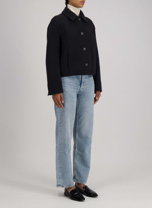 Cropped coach jacket boiled wool