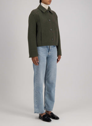 Cropped coach jacket boiled wool