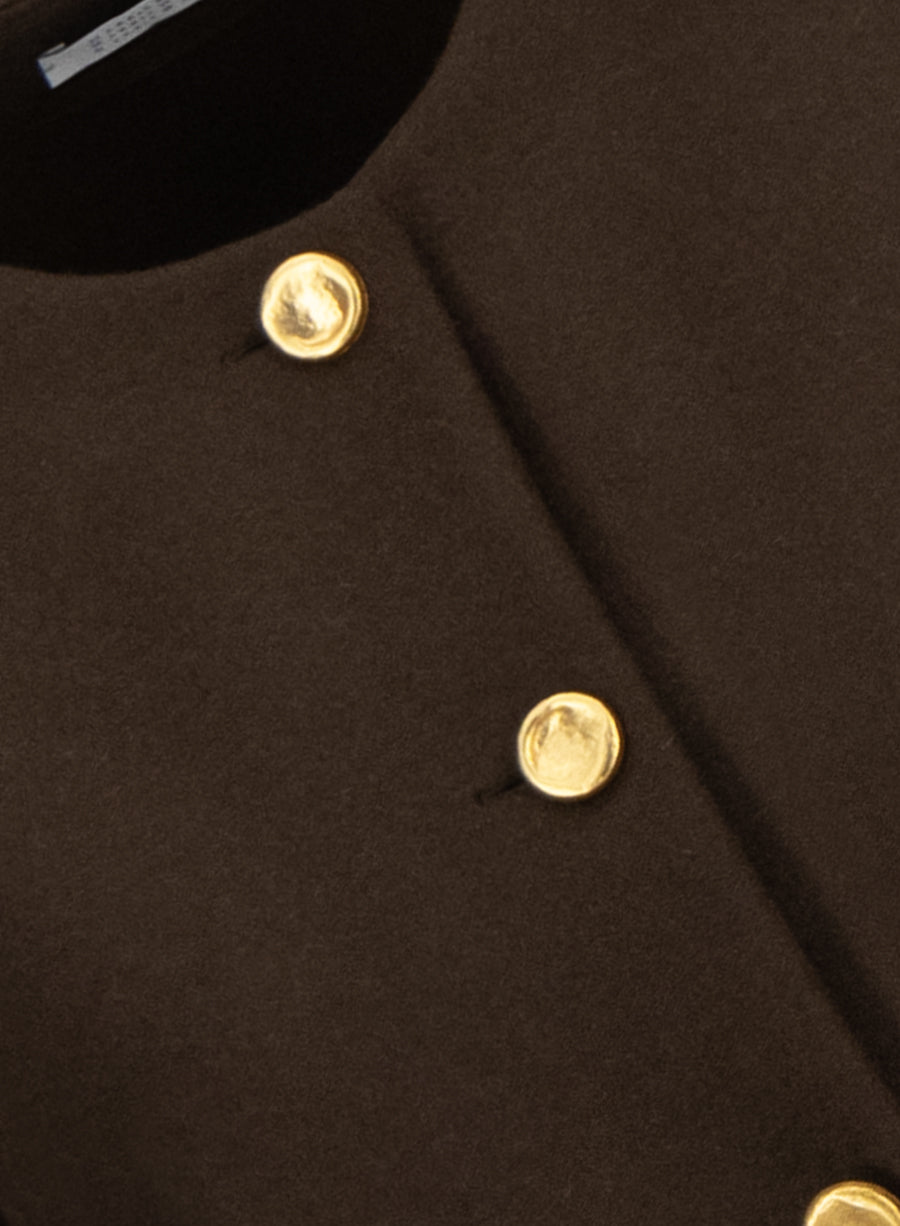 Uncollared jacket cashmere blend