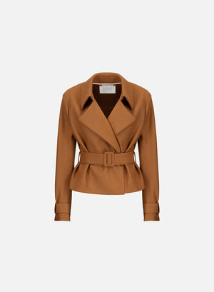 cropped belted trench cashmere blend