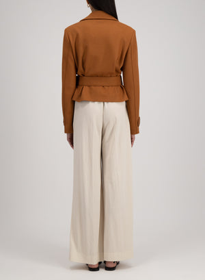 Cropped belted trench cashmere blend