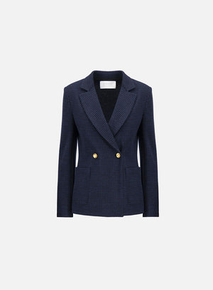 Blazer with shoulder pads patterned wool & cotton blend moleskin texture