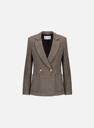 Blazer with shoulder pads patterned wool & cotton blend moleskin texture