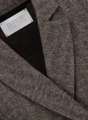 Blazer with shoulder pads patterned wool & cotton blend moleskin texture