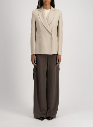 Blazer with shoulder pads in linen honeycomb