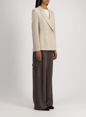 Blazer with shoulder pads in linen honeycomb