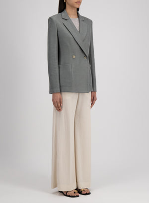 Blazer with shoulder pads in linen honeycomb